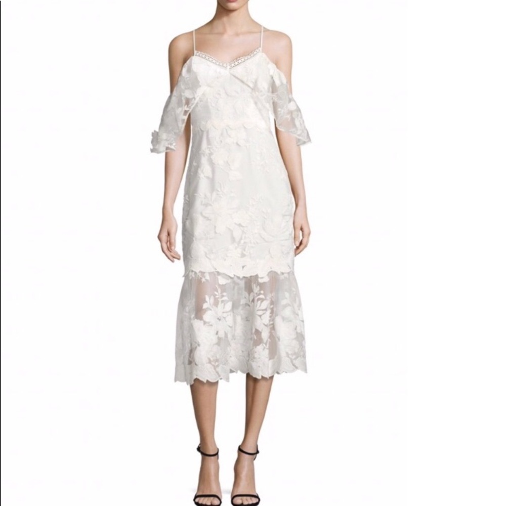 Three Floor Cold-Shoulder Dress